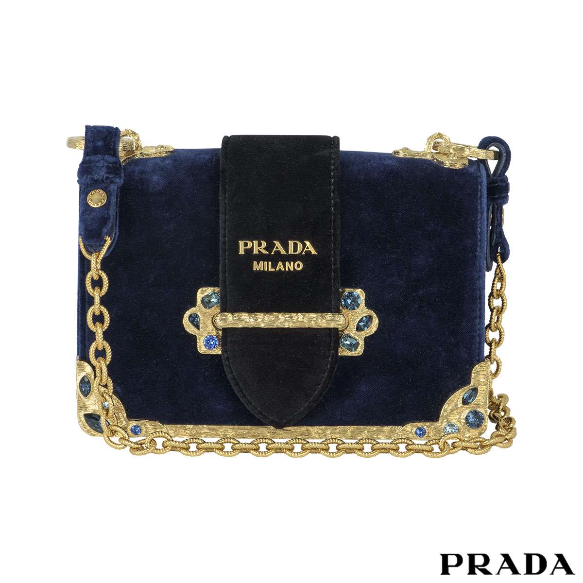 Prada - Authenticated Cahier Handbag - Velvet Multicolour Plain for Women, Very Good Condition